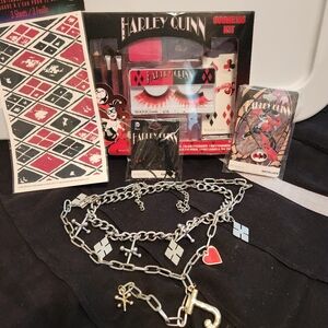 Harley Quinn Bundle Necklaces Earring Makeup Tattoos DC Comics